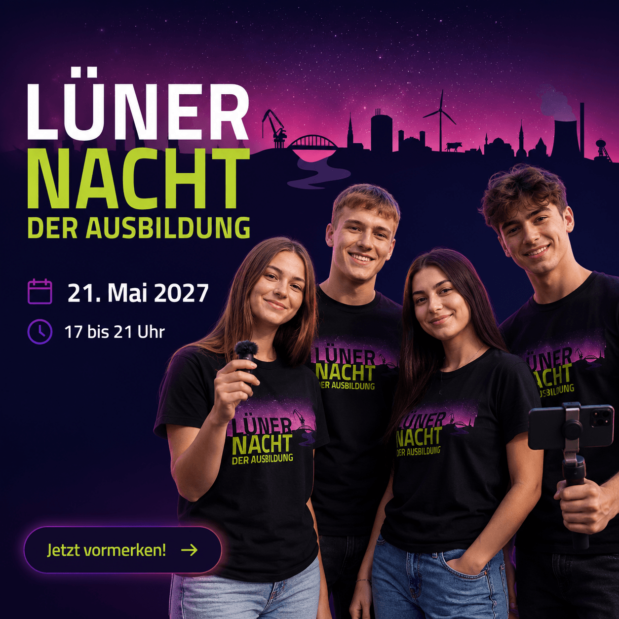 Von der KI generierter Social-Media-Beitrag mit Eventgrafik