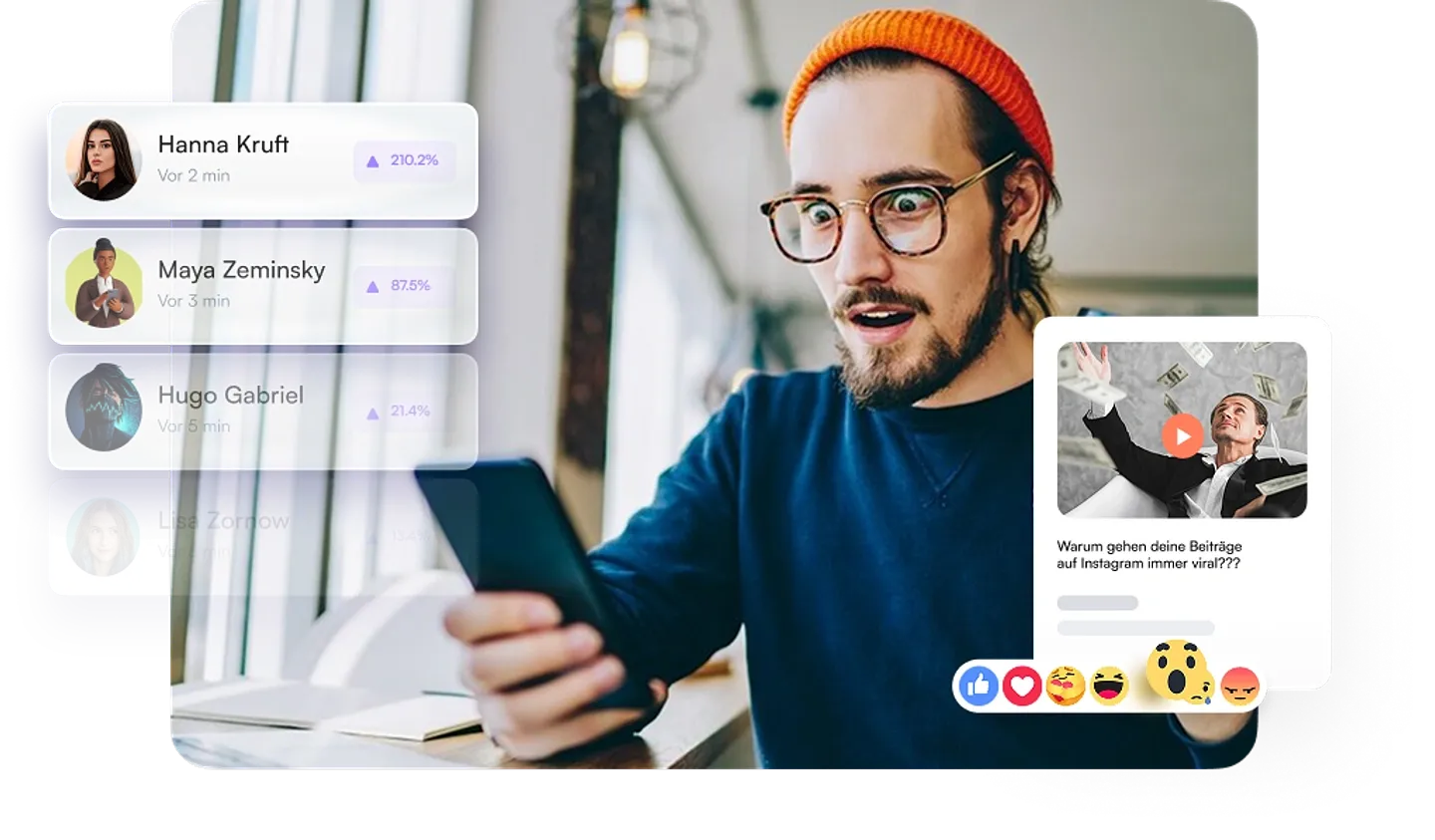 Nutzer plant seine Social-Media-Beiträge mit PlusPublish