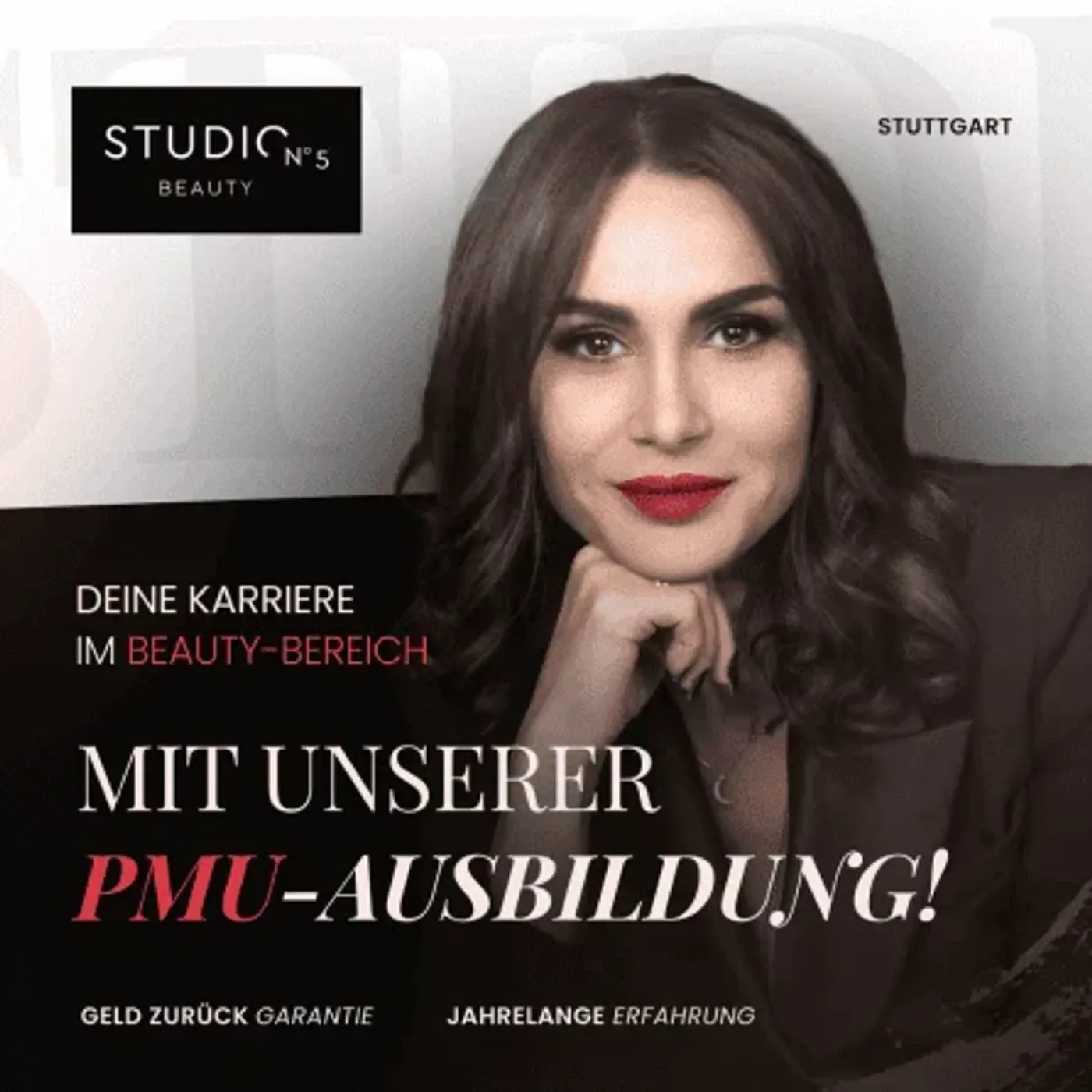 Werbeanzeige für Studio N°5 Beauty: PMU-Ausbildung mit Geld-zurück-Garantie in Stuttgart